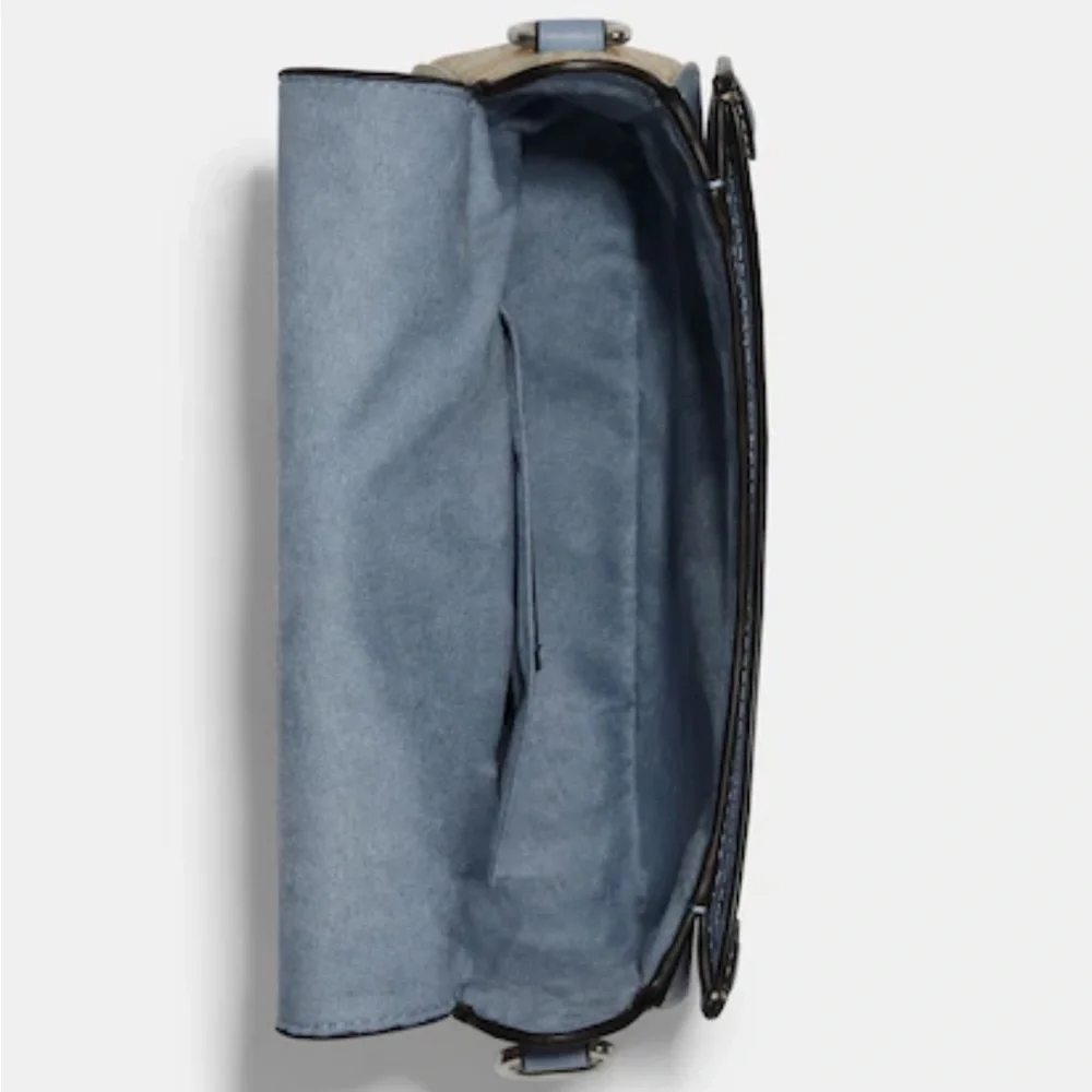 COACH Georgie Saddle Bag In Signat Canvas COLOR:
Silver/Light Khaki/Marble Blue - Picture 15 of 16